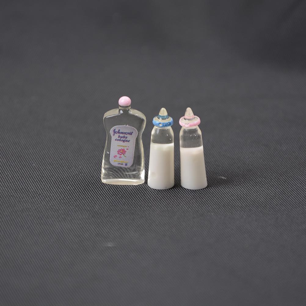 112 1Set Dolls House Miniature Baby Bottles Shampoo Bibs Set Nursery Accessory Gift Baby Bottles Set For Kids Adults Children's Birthday Gift Holiday