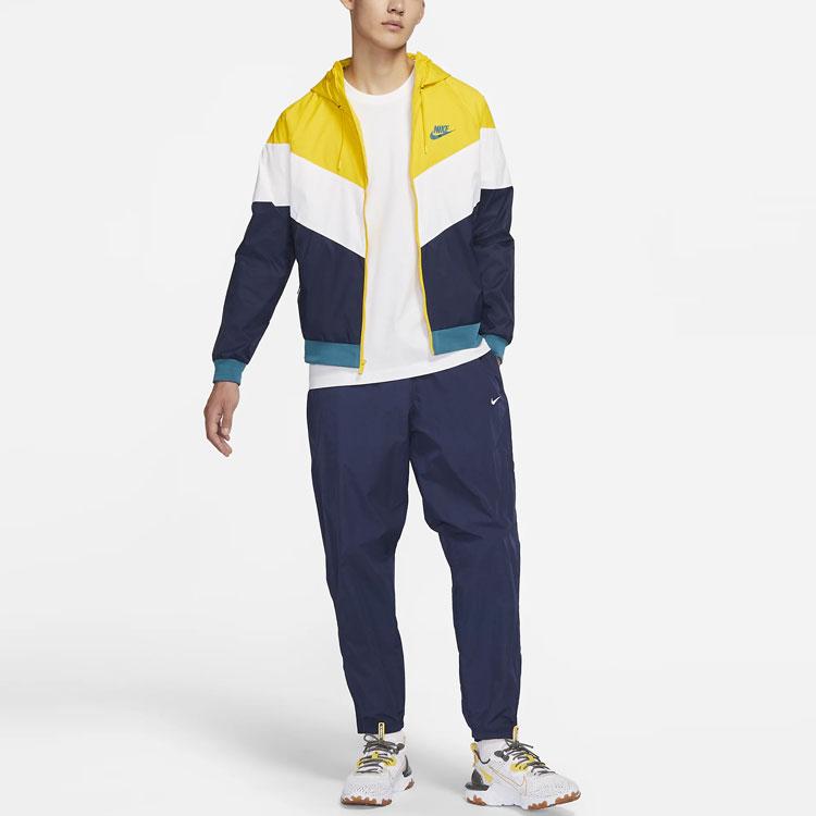 Nike Sportbekleidung Windrunner Color-Block Lässige Kapuzenjacke Herren Oberbekleidung Speed-Yellow DC4113-714
