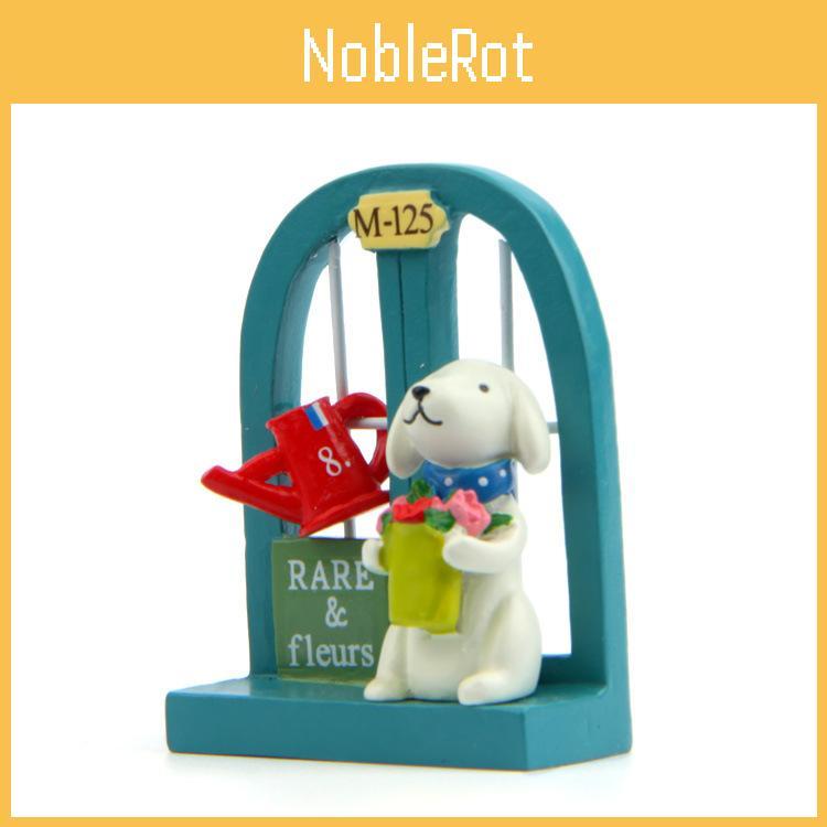 Cute Cartoon Windowsill Flower Puppy Scene Mini Model Ornament For Home Use