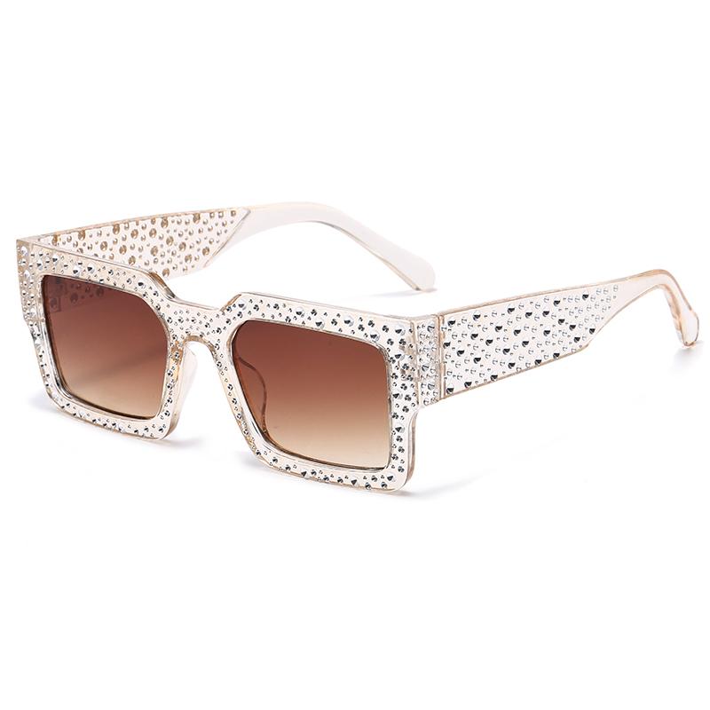 Premium Rectangular Goggles Women Men Trendy Diamond Rectangular Designer Glitter Sun Eyeglasses UV Protection 400 Sunglasses Eyeglasses
