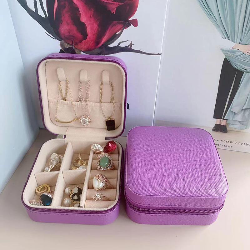 Mini scatola portaoggetti portatile per gioielli, custodia per gioielli, custodia in pelle, orecchini, collana, anello, display per organizzatore di gioielli