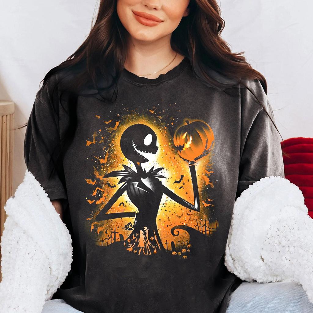 Retro Christmas Nightmare Jack Skellington Portrait Shirt Four Seasons Unisex Pure Cotton Casual Fashion Tshirt