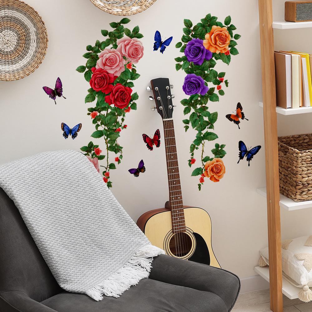 Greenery Flowers Leaves Bathroom Home Background Beautification Decoration Stickers