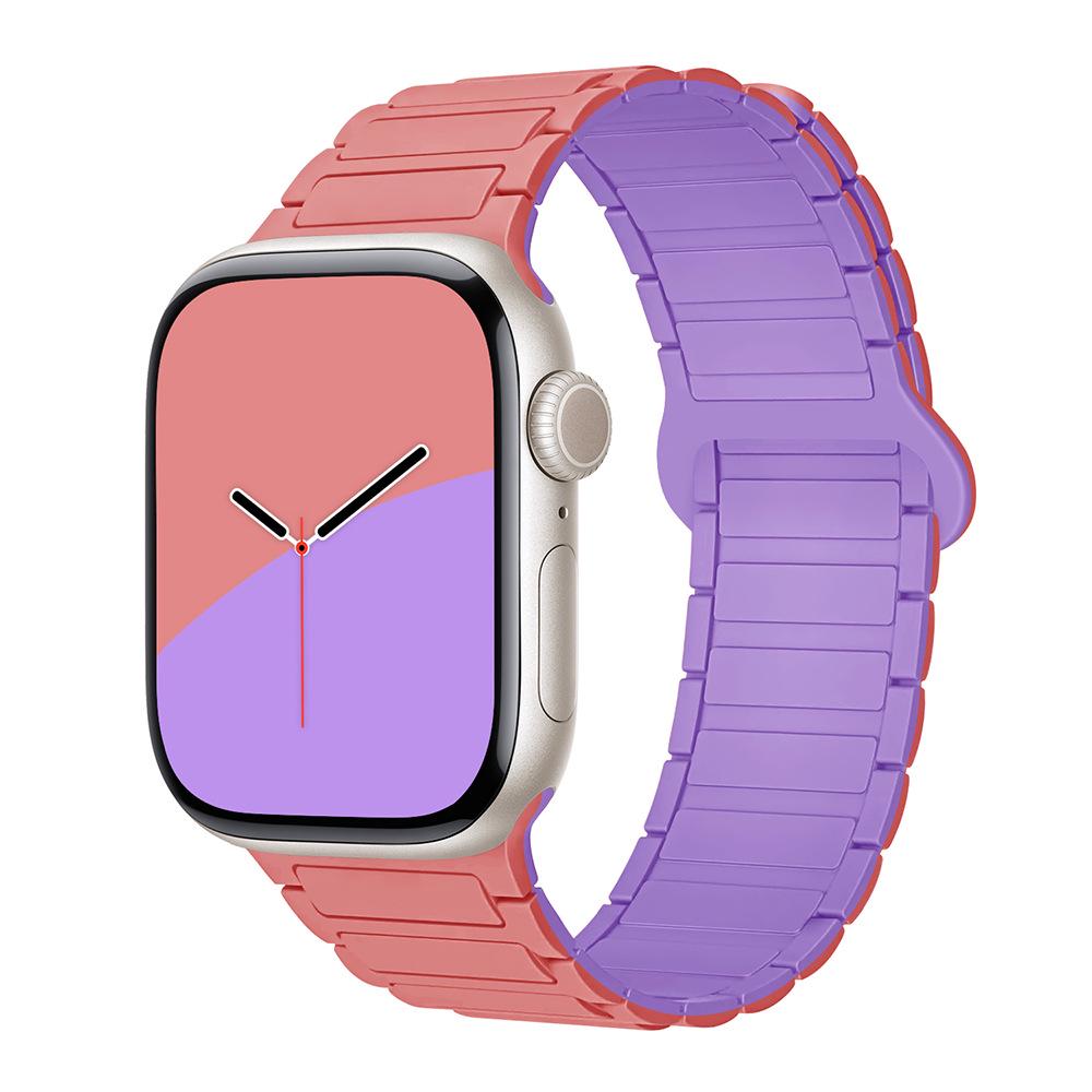 Compatible Silicone Magnetic Buckle Band for Apple Watch Series 1-11, Ultra 3, SE 3 Three-Bead Style