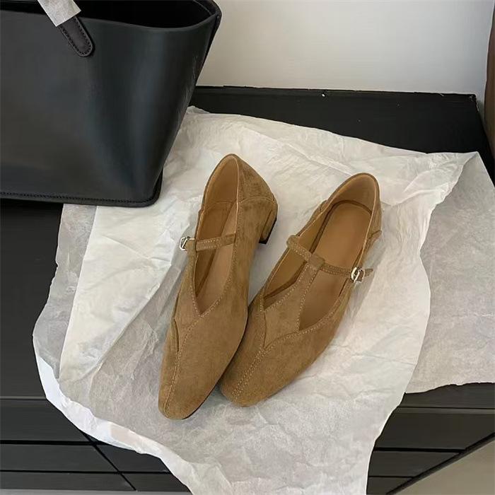 

ShangGuLi evening breeze temperament suede small square head T-band Mary Jane shoes commuting versatile low heel single shoes women 39
