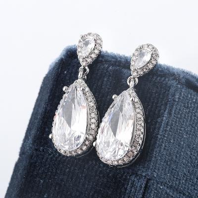 Classic Earrings for Women Stylish Shiny Zircon Water Drop Shaped Earrings Exquisite Party Jewelry Wedding Earrings