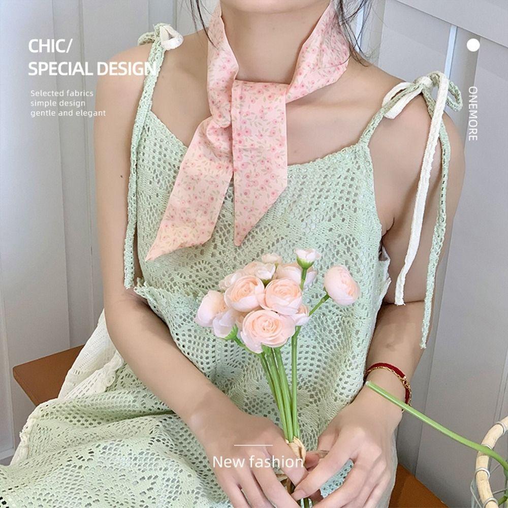 Retro Floral Scarf Ribbon Long Scarves Fashion Scarf Headband  Spring Summer