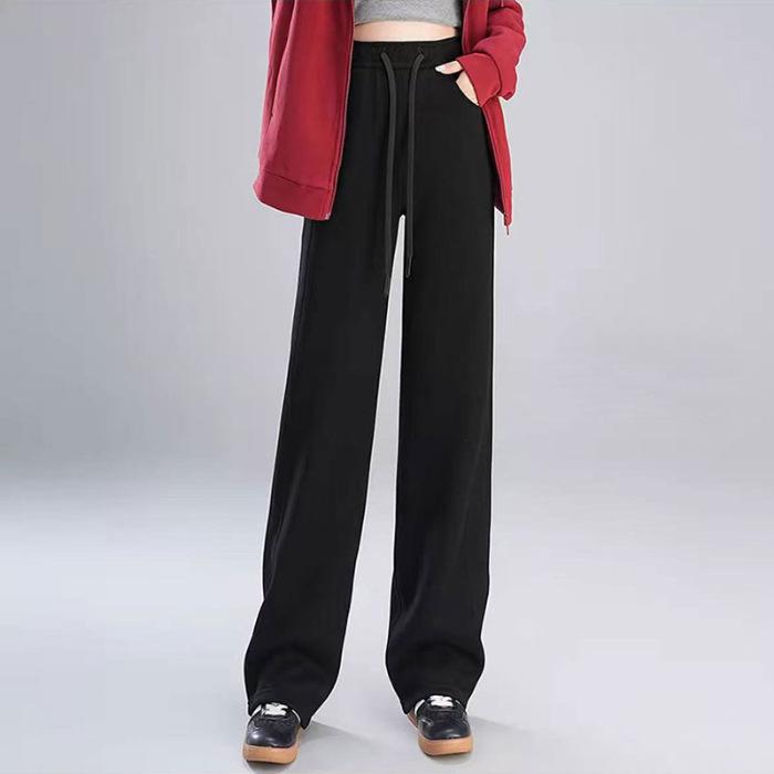

2025 Korean Style Winter Pants: Women s Loose Casual Straight-Narrow with Plus Velvet & Thickening L