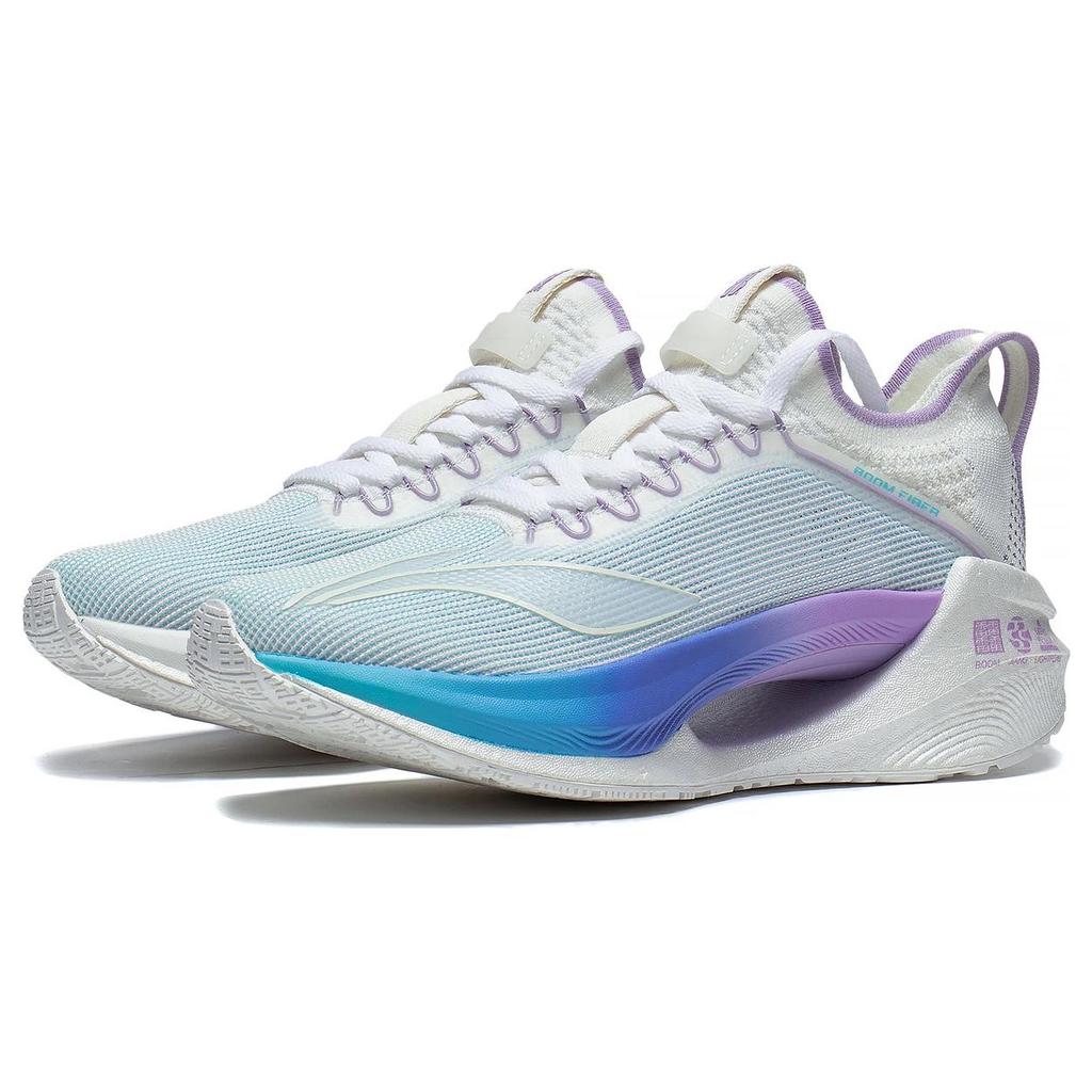 New LiNing Jueying Essential Cushioning Anti Slip And Wear Resistant Low Top Running Shoes Women's White Blue Purple ARRT008-11