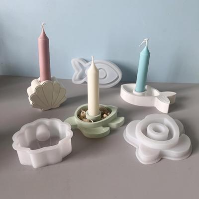 Summer Ocean Series Seashell Sea Turtle Small Fish Long Candle Holder Silicone Molds for Tabletop Decor Holiday Gifts DIY Candle Making Molds