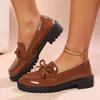 Large Size Loafers Single Shoes Women's 2025 New Spring and Autumn Patent Leather Bow Mary Jane Shoes Casual Shoes Women