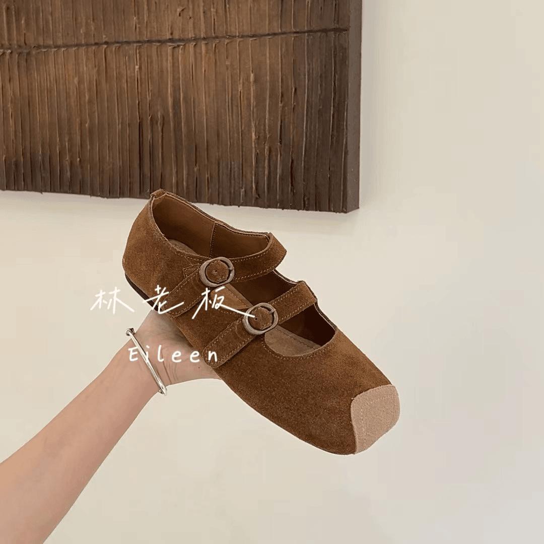 

2024 Модные женские туфли Повседневные легкие балетки Мэри Джейн с закругленным носком Туфли-лодочки с пряжкой Прогулочные мокасины 39 шоколадный