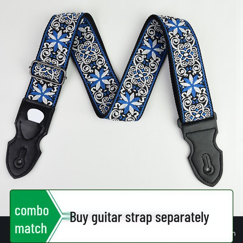 Premium Embroidered Guitar Strap - Thick, Long, and Adjustable for Acoustic and Electric Guitars