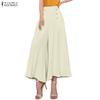 ZANZEA Women Casual Elastic Waist Solid Color Loose Summer Cropped Pants