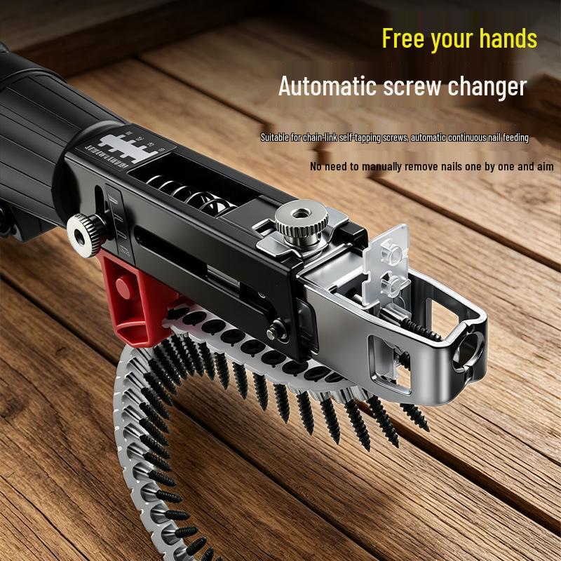 Pistola de Parafusar Automática com Cinta de Corrente: Chave de Fenda Elétrica para Marcenaria, Placa de Gesso e Parafusos Autoatarraxantes