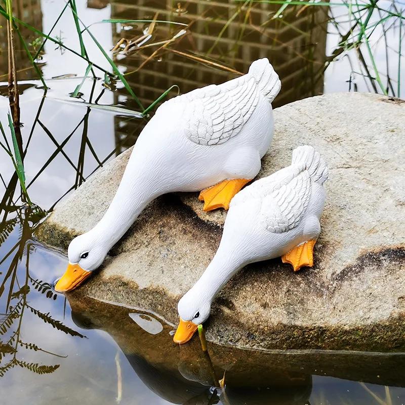 Duck Statues Landscape Ornament - Farm Animal Simulation Model Statue Toy, Chicken Duck Goose Figurine Sculpture, Home Decor