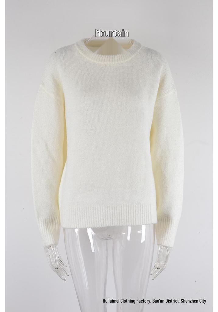2026 Autumn/Winter European & American Versatile Solid Color Knit Pullover Sweater