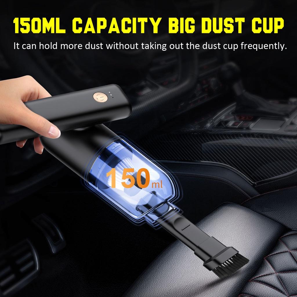 5V 60000RMP Folding Car Vacuum Cleaner 50W Cordless Strong Suction Portable Mini Hand Vacuum LED Light Rechargeable for Car Interior Home
