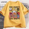 More Spaghetti Less Upsetti Funny Cat T-Shirt Men Women Printed T Shirt Harajuku O Neck Cotton Short Sleeve Tee Shirt Cat Lover