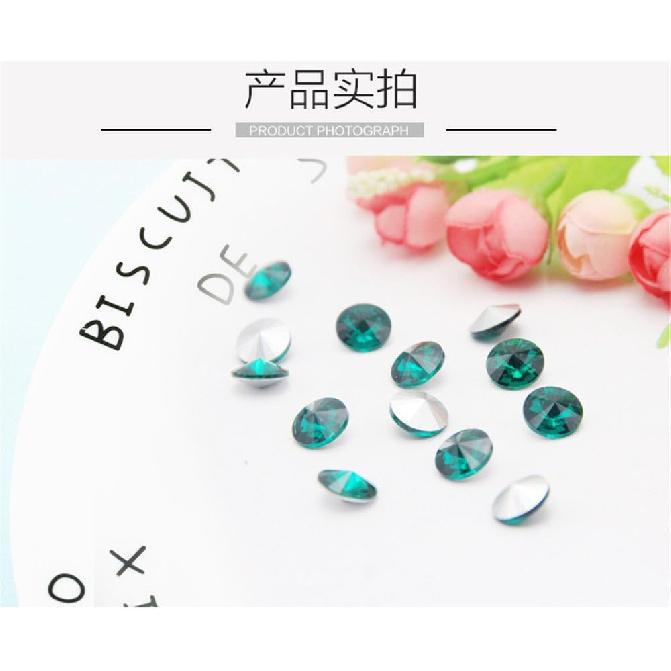 ChangJin 100PCS Mixed Colors Point Back Crystals Rhinestone Rivoli Fancy Glass Stones (Various Sizes) (12MM(100PCS))