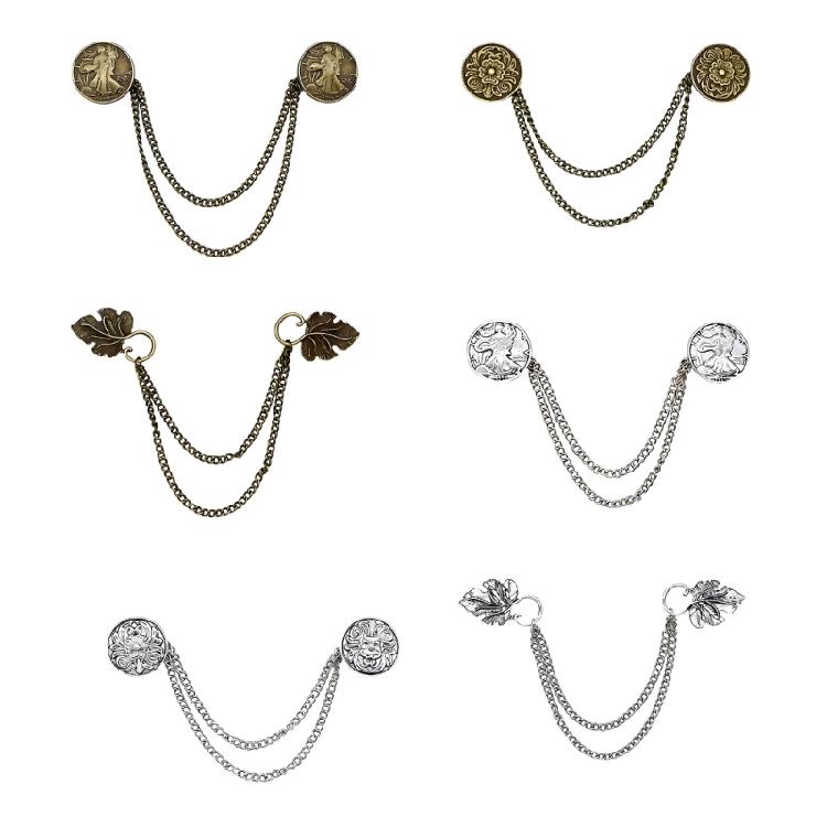 Fashionable Chain Brooch Trendy Chest Jewelry Gift With European Pattern For Shawl And Clothing Accessories