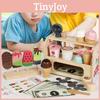 Kids Pretend Wooden Ice Cream Shop Playset With Natural Finish For Gift Birthday