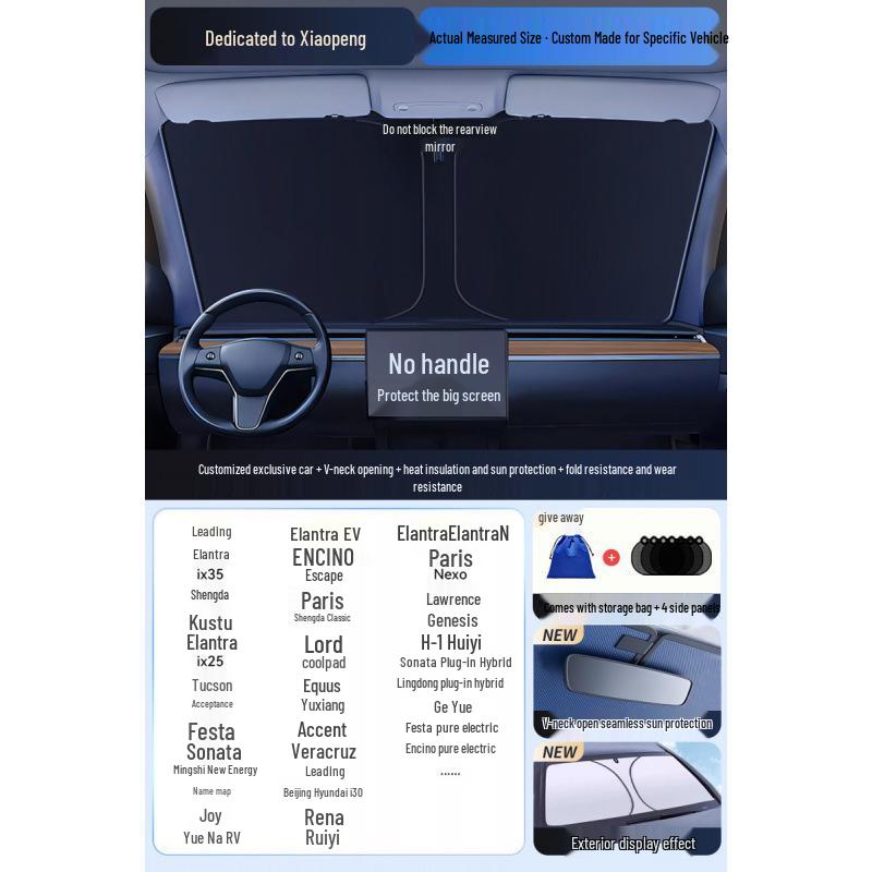 Car Sun Visor Sunshade for Small Windows - Heat Insulation Curtain for Interior Windshield