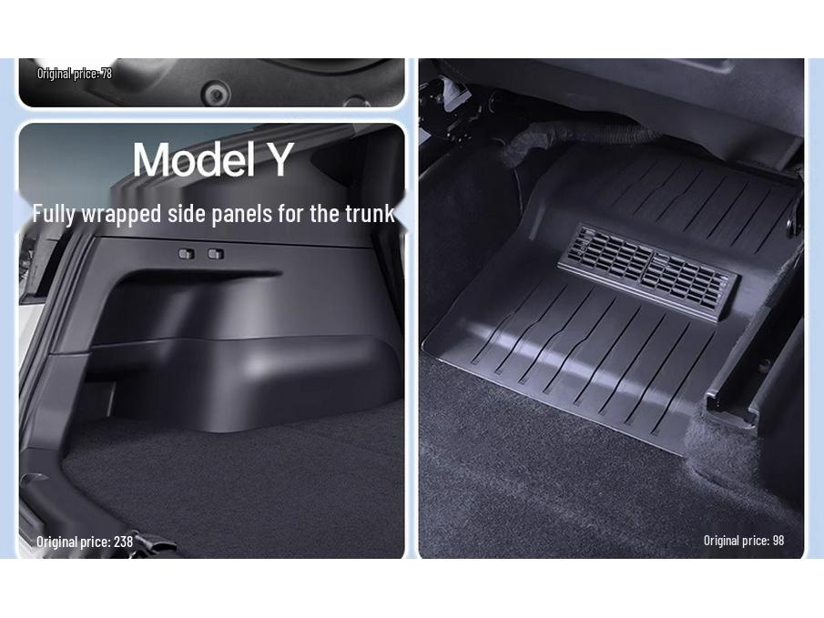 Tesla Model Y/3 Refurbished Accessories Gift Set: Interior Floor Mats & Storage Modifications