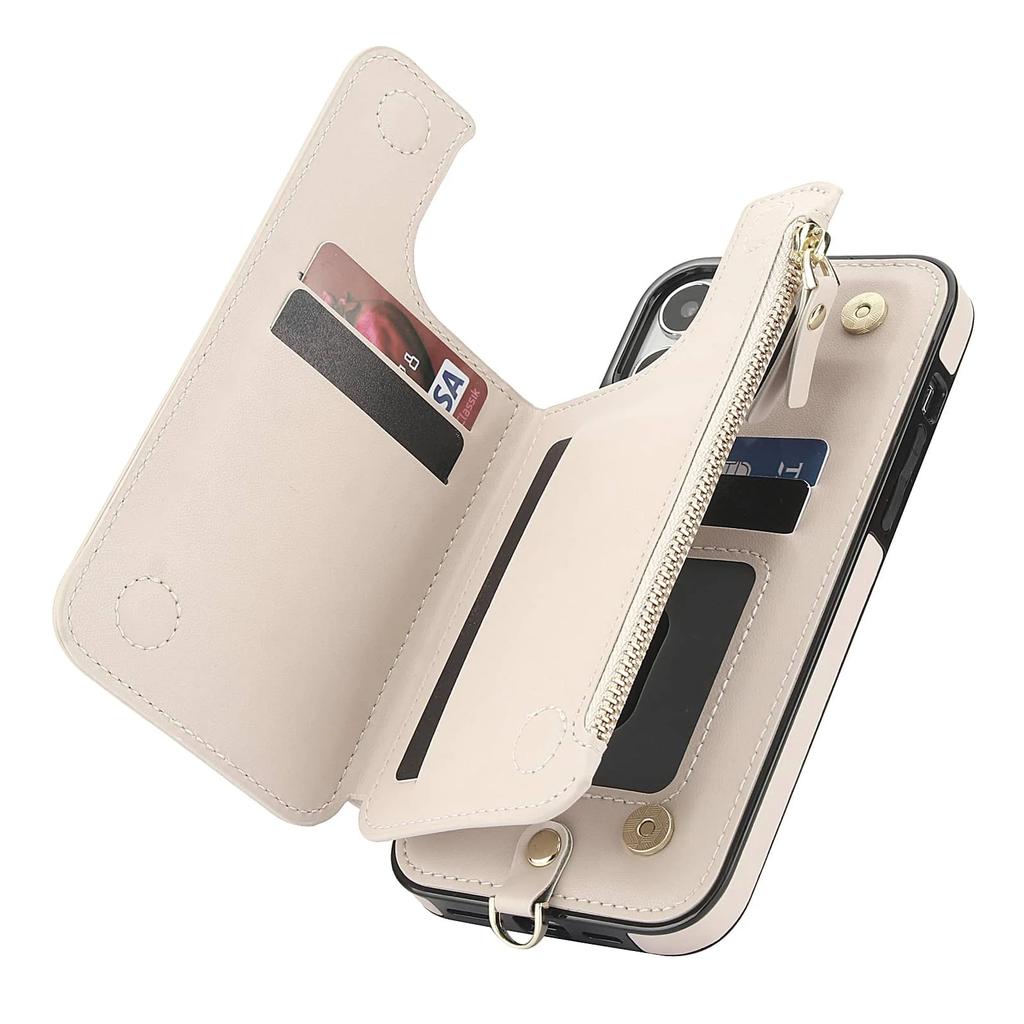 Wallet Case for iPhone 14/13/12/11 Pro Max 14 Plus/13/12 Mini/7/8/SE 2025 with Card Slot Holder, Magnetic Flip Folio Purse Case
