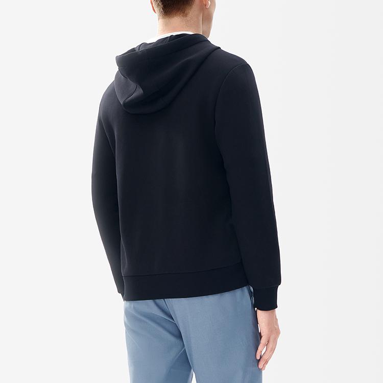 FILA Minimalist Solid Color Casual Knit Long Sleeve Hoodie Men hoodies Black F11M247203F-BK