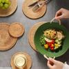 Retro Rattan Coaster Table Natural Woven Rattan Cup Coaster Drink Mug Pot Tea Coffee Placemat Handmade Kitchen Accessories