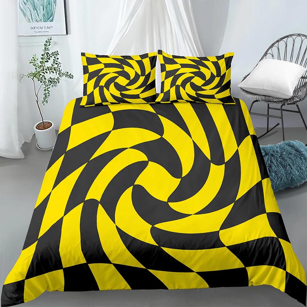 Grey And Yellow Duvet Cover Set Geometric Vintage 60S Home Pattern Inspired Herringbone Zig Zag Lines Decorative 3 Piece Adults