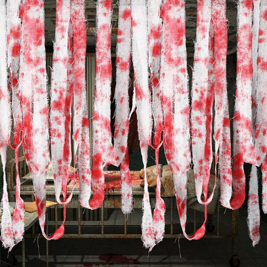 Halloweenová krevní látka Strašidelná krevní gázová látka Obvaz Strašidelná látka Krevní pruh Závěs do dveří Schodišťové doplňky pro strašidelný dům