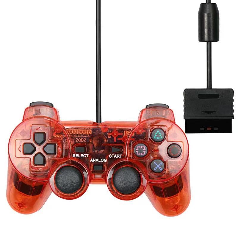 Przewodowy Kontroler do Konsoli PS2 - Przezroczysty Niebieski Gamepad z Podwójną Wibracją 16*10*6cm brown