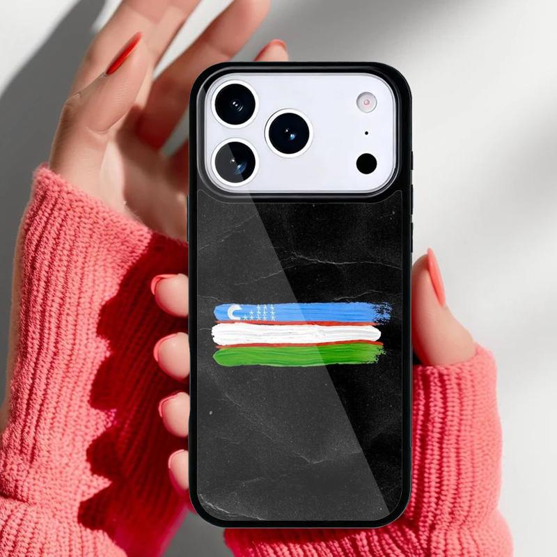 Usbekistan Flagge Wappen Handyhülle für iPhone 17 Air 16e 15 14 13 Pro Max Rückabdeckung für 12 11 Pro Hülle