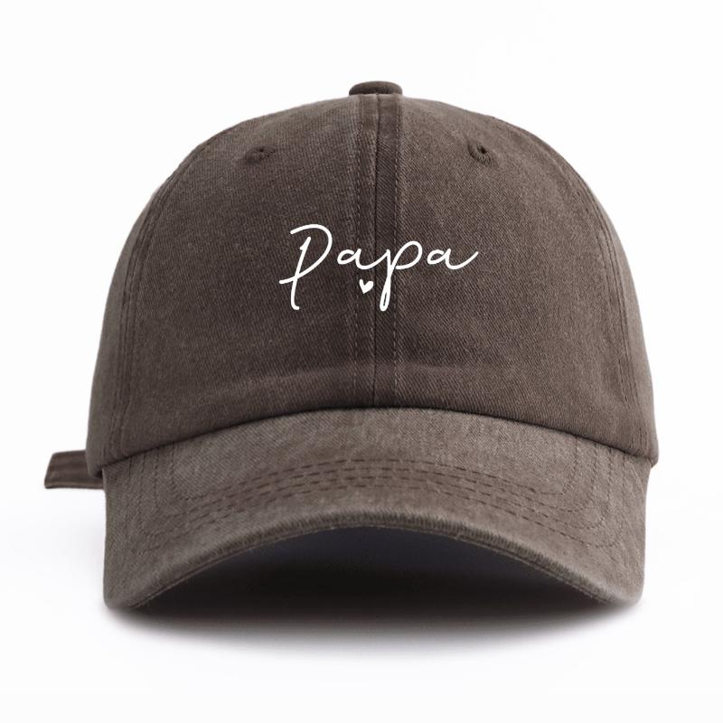 1Pc PAPA Print Washed Baseball Cap,Classic Casual Retro Adjustable Lightweight Sun Protection Versatile Driver Cap for DailyWear