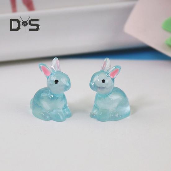 10 Stück Simulation leuchtender Hase bunte umweltfreundliche Kaninchenfigur Mini-Feengarten-Ornamente