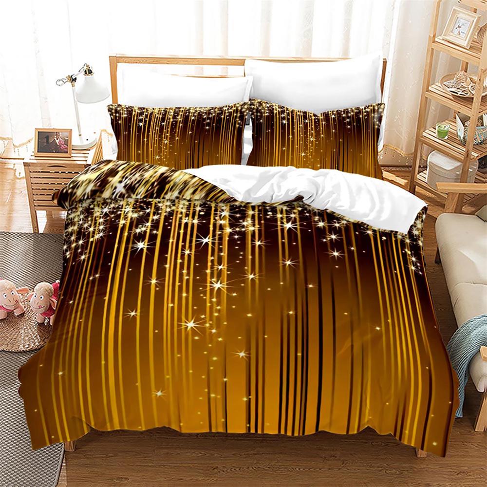 Weihnachts-Bettbezug-Set King Size Schneeflocken Glocken Muster Festival Bettwäsche-Set Polyester Bettdeckenbezug für Kinder Jungen Mädchen