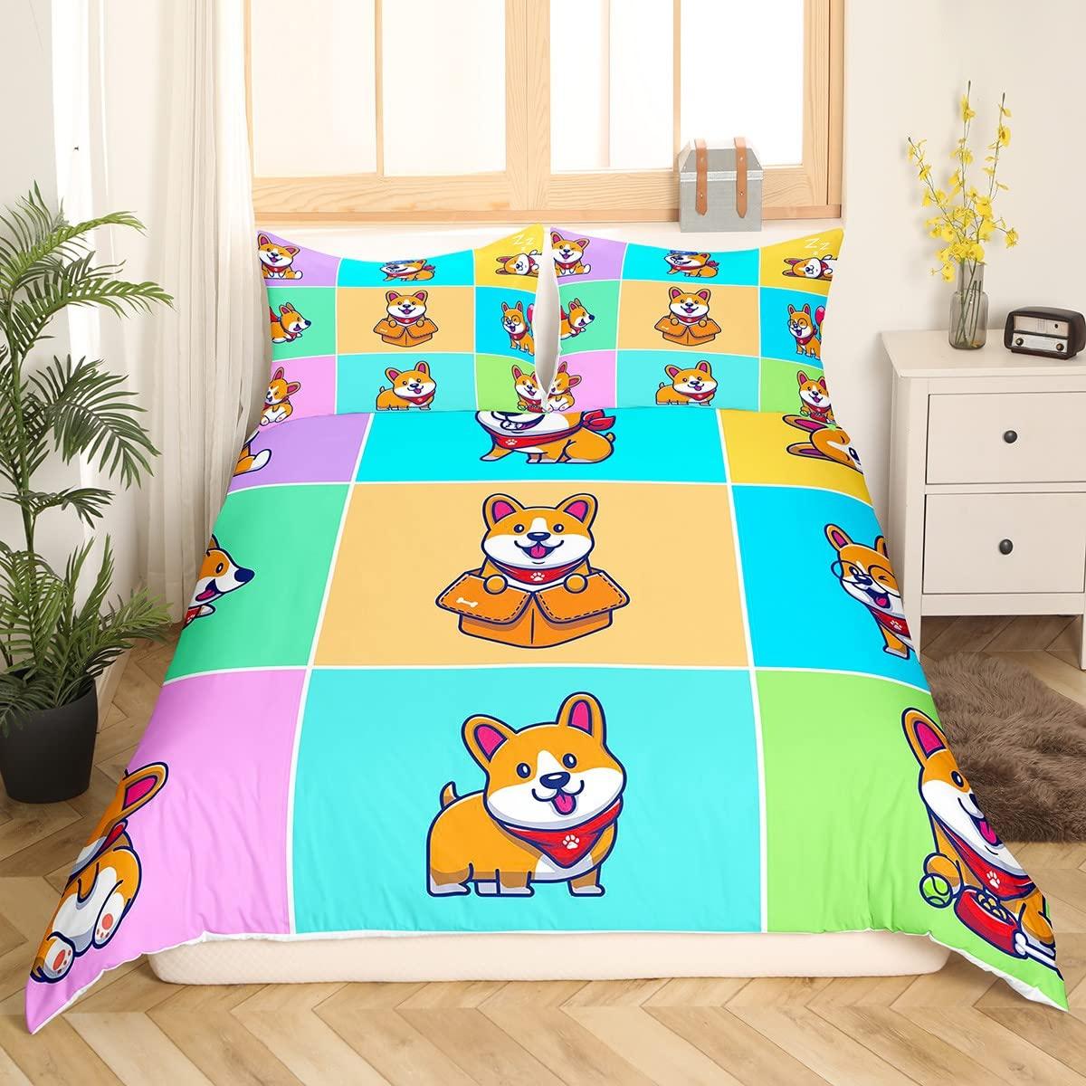 

Comforter Kids Cute Dog Bedding Set Bedclothes Cartoon Dogs Comforter For Boys Girls Children Pet Puppy Animal Comforter (quilt)-EU Single(135*200cm)3pcs