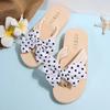 Fashion Polka Dot Bowknot Decor Flip Flops for Women 2025 Summer Lightweight Beach Slippers Woman Fashion Clip Toe Flat Slides Sandals