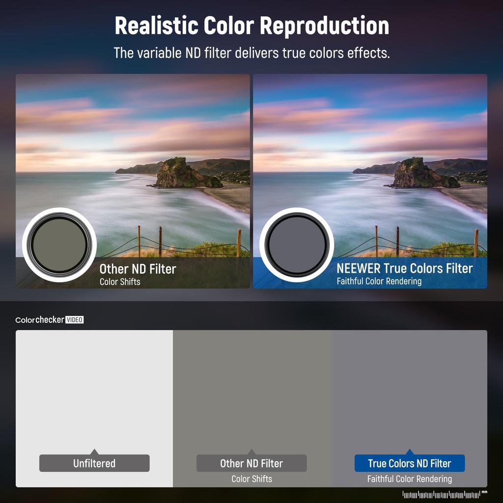 NEEWER 67mm Variable ND Filter True Color Hard Stops Optical Slim Aluminum Neutral Density Filter for Cameras (ND8-2000), & Stops, 3-11 Adjustable,