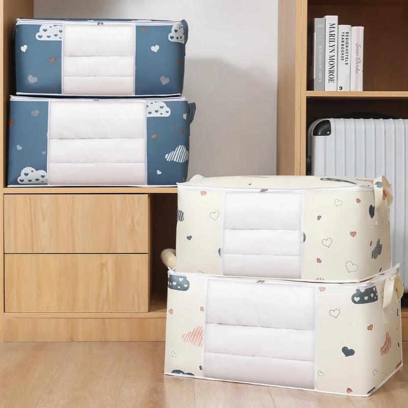 50/75L Visual Trapunta Biancheria Da Letto di Stoccaggio Armadio Organizzatore Guardaroba Trapunta Vestiti Sacchetto di Immagazzinaggio Organizzatore Coperta Smistamento Borse a prova di Polvere