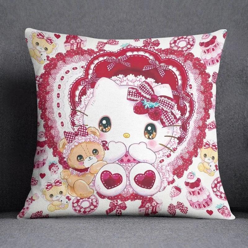 Cartoon Sanrio Pillow Cover Hello Kitty Kulomi Living Room Sofa Cushion Cover Bedroom Home Decoration Child Room Decoration