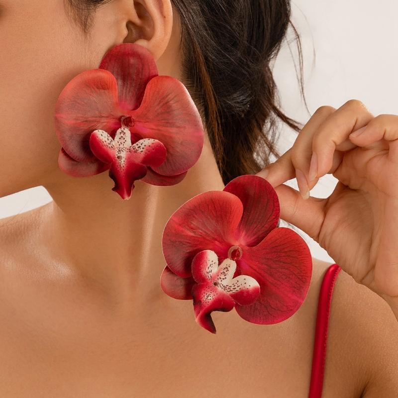 Elegant Floral Charm Jewelry 3D Flower Pendant Necklace/Earrings/Brooch for Girl Women Wedding Party Embellishment