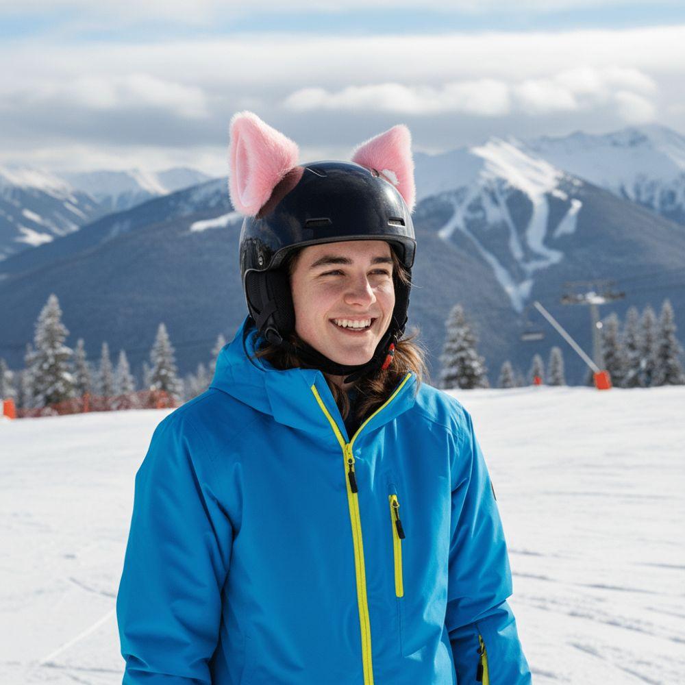 2Pcs Pink Helmet Accessories Plush Cat Ears for Helmet Motorcycle Helmet Plush Ears  Outdoor Sports