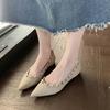 Fashion pointed rivet single shoes women's spring and autumn new French temperament shallow suede high heels inner heightening