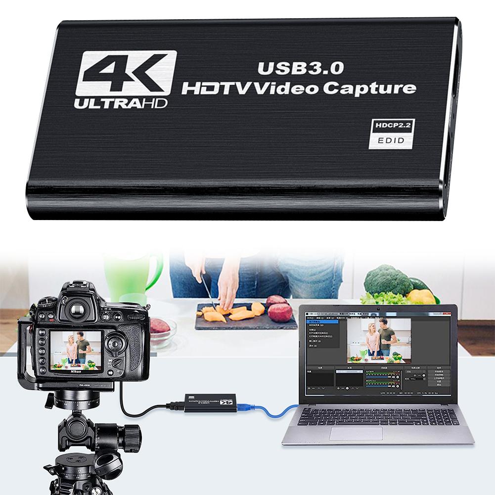 USB 3.0 4K HDMI-Compatible Capture Card Audio Video Capture Card Gaming Capture Card for Streaming Works for PS4/Camera/PC