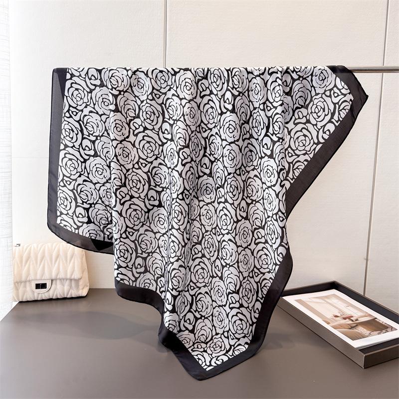 Light Luxury Imitation Silk Printing Large Square Scarf Silk Scarf Shawl Headscarf Beach Scarf Neck Protection Scarf Women