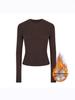 2025 Autumn/Winter Women's Solid Color Slimming Long Sleeve Round Neck Base Shirt