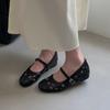Fashion Fashion Round Toe Buckle Ballet Flats Women Comfortable Shallow Hollow Mary Jane Shoes Concise Non-Slip Brand Designer Shoes